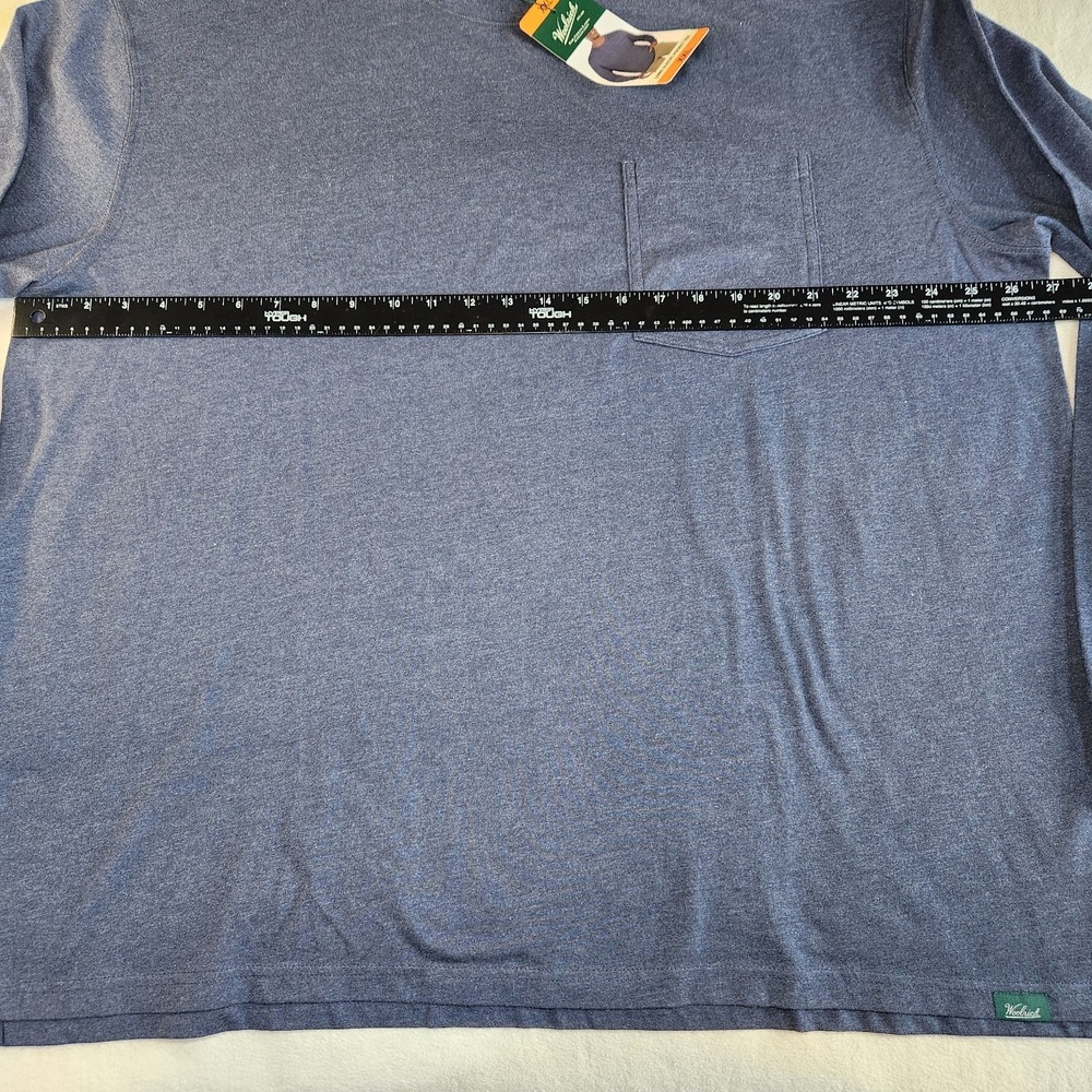 WOOLRICH Long Sleeve Crew Neck T Shirt Mens XXL 2XL Blue Pocket Tee NEW - Picture 6 of 7